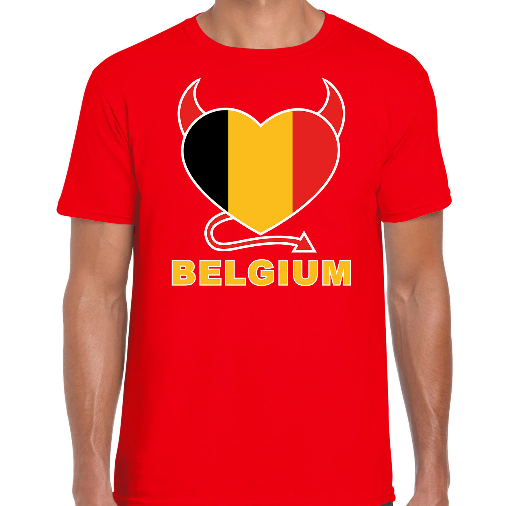 Belgium hart supporter t-shirt rood EK/ WK voor heren