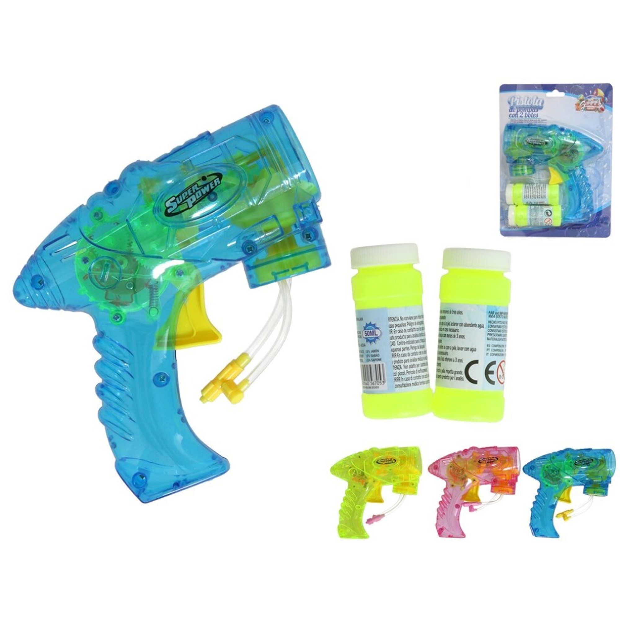 Bellenblaas speelgoed pistool met vullingen groen 15 cm plastic bellen blazen