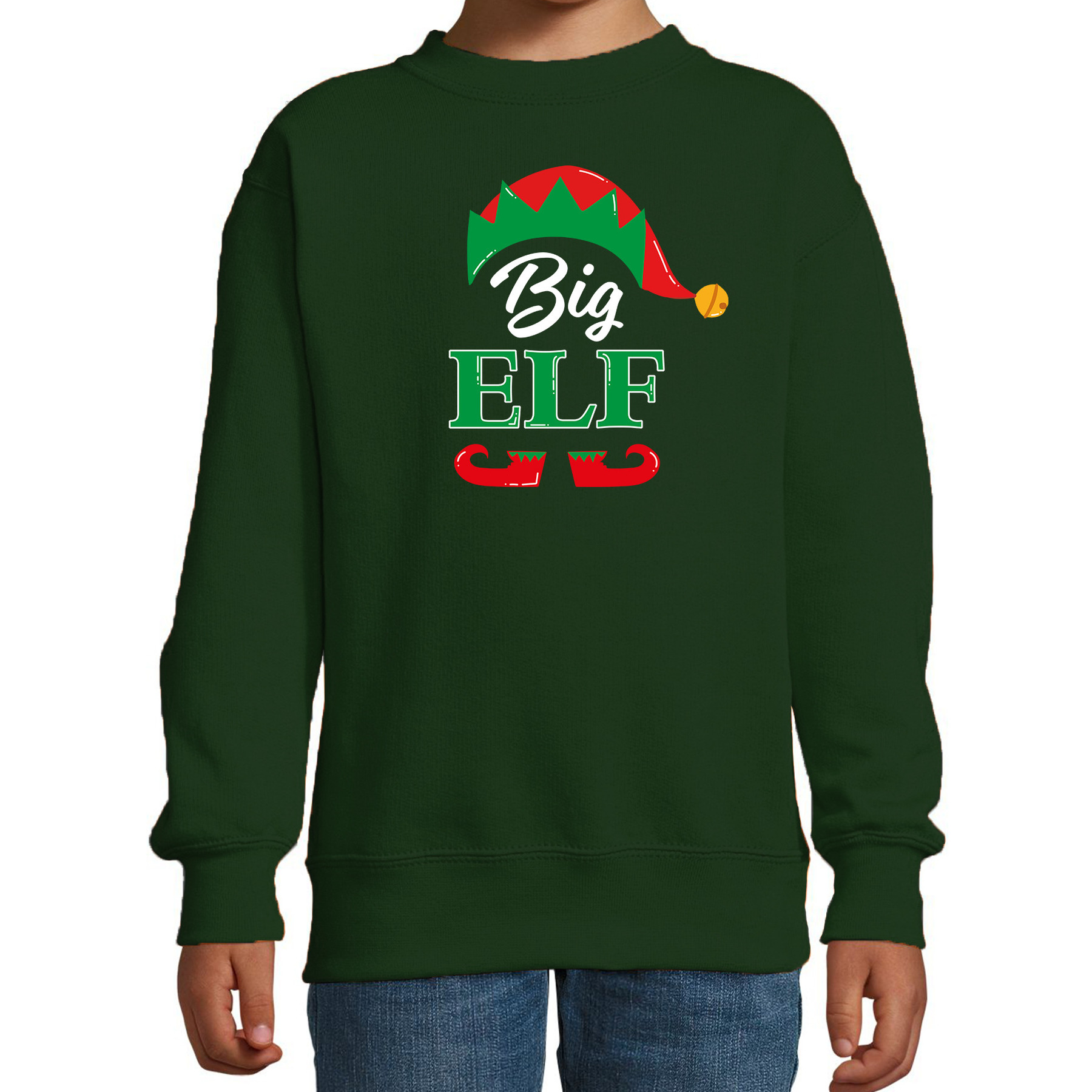 Big elf Kerstsweater - Kersttrui groen voor kinderen