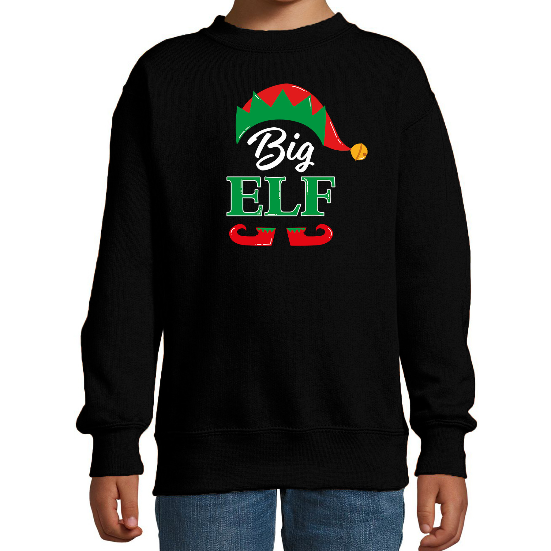 Big elf Kerstsweater - Kersttrui zwart voor kinderen