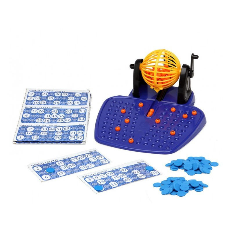 Bingo spel gekleurd/oranje complete set nummers 1-90 met molen en bingokaarten