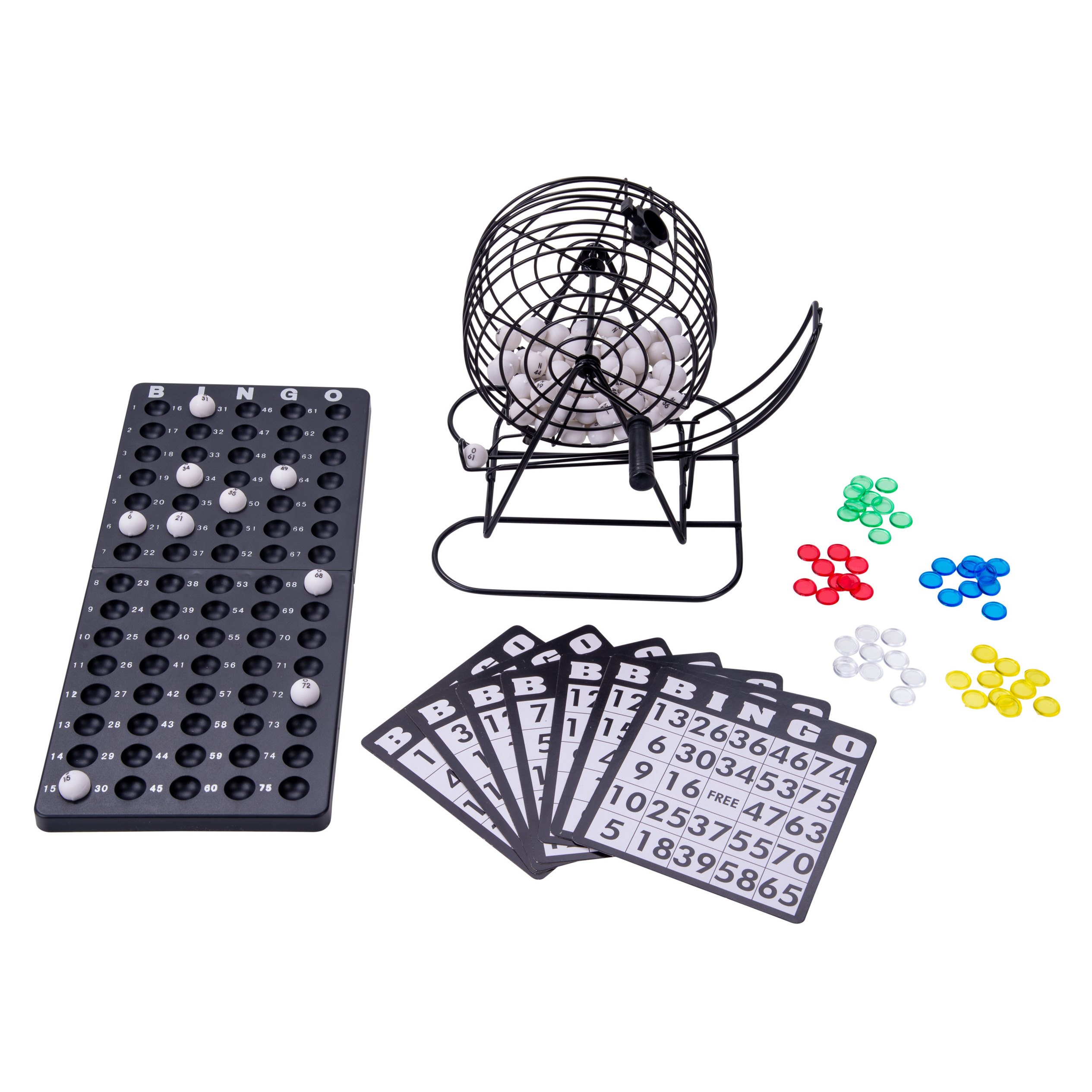 Bingo spel set zwart nummers 1-75 met molen