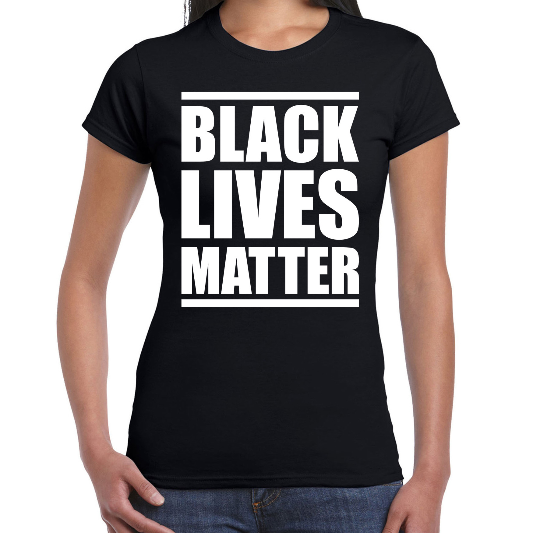 Black lives matter demonstratie-protest t-shirt zwart voor dames