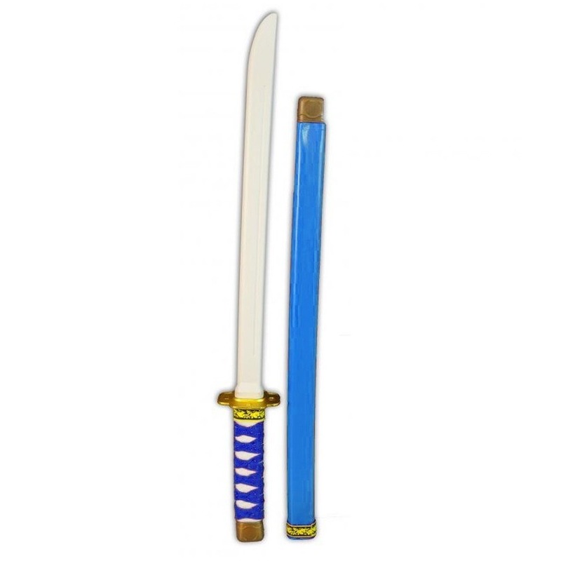 Blauw plastic ninja- samurai zwaard 60 cm