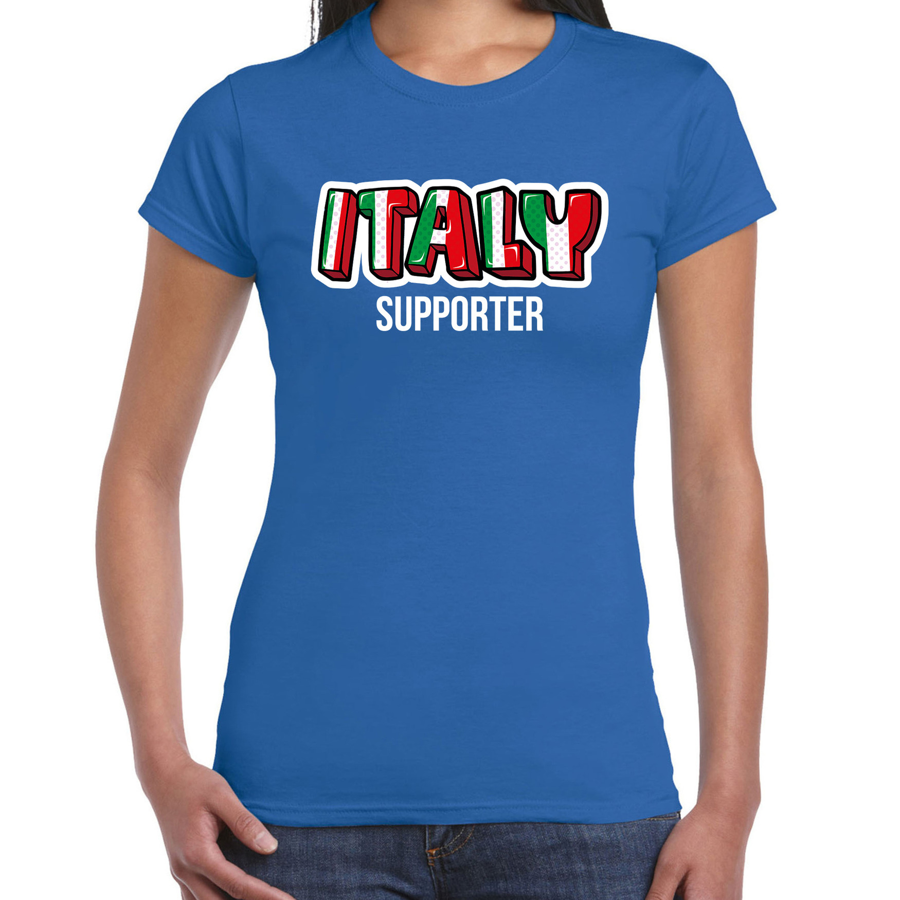 Blauw t-shirt Italy - Italie supporter EK/ WK voor dames