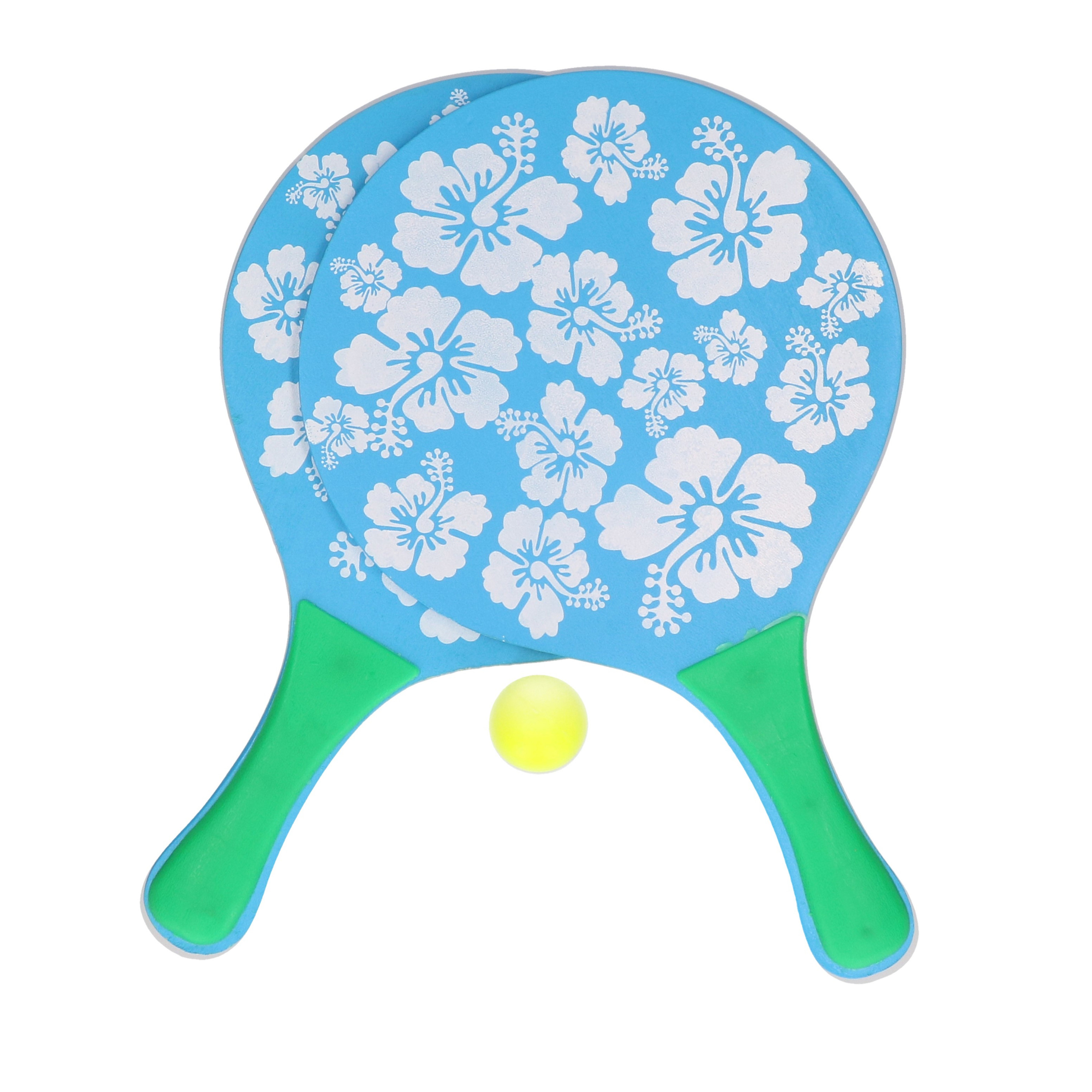 Blauwe beachball set met bloemenprint buitenspeelgoed