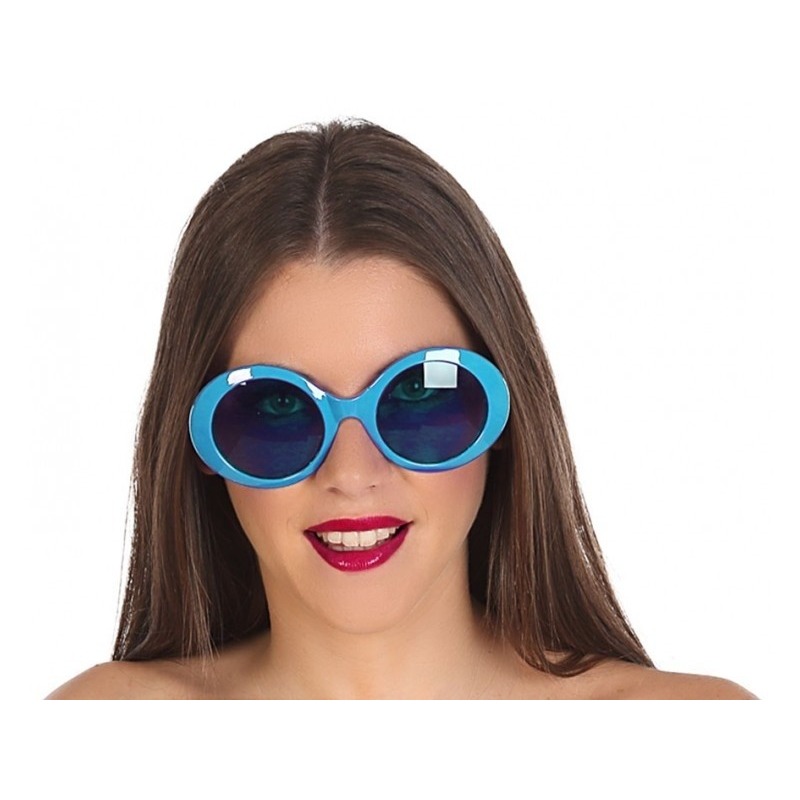 Blauwe ronde verkleed zonnebril