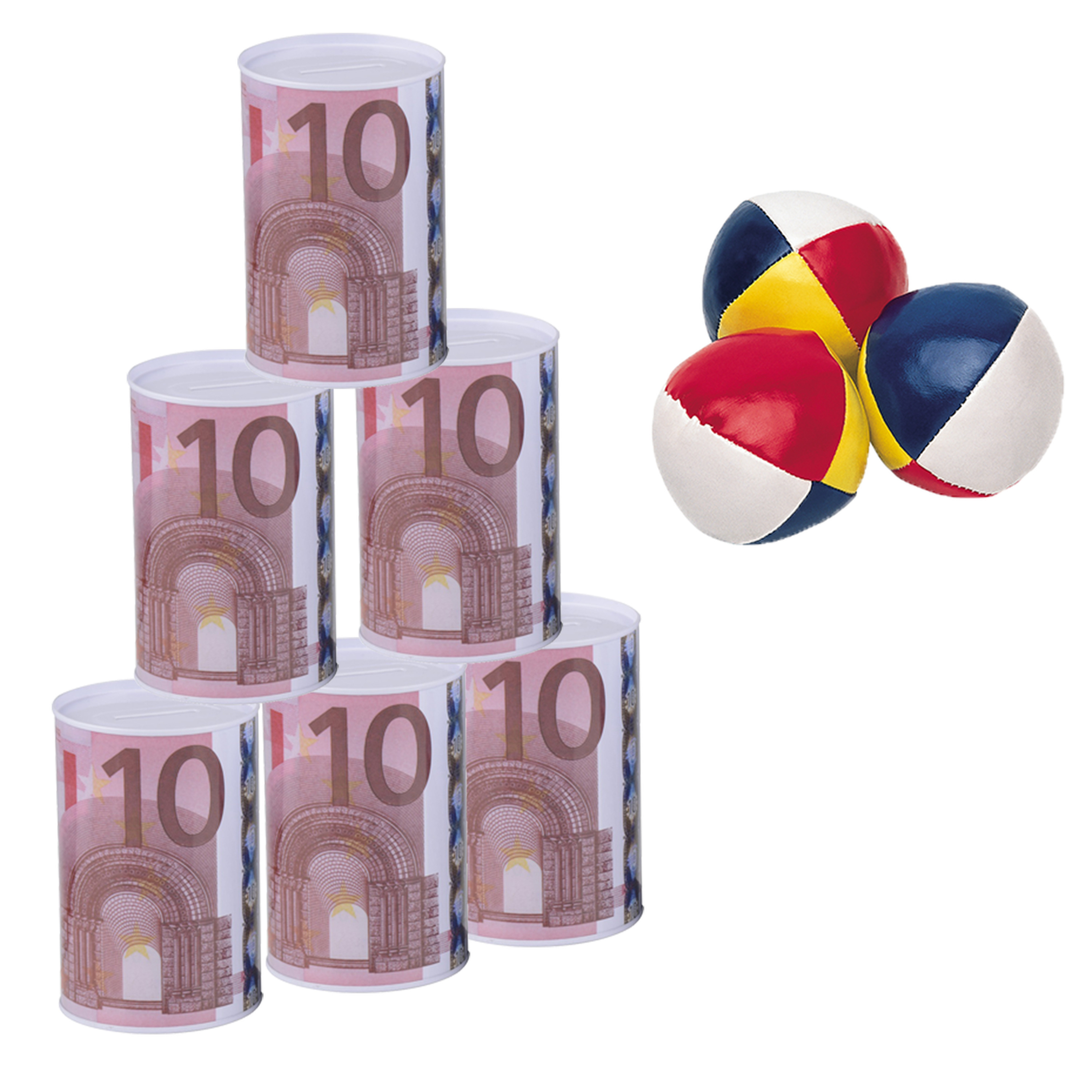 Blikken gooien 10 euro geld biljet blik 13 cm speelset 9-delig speelgoed