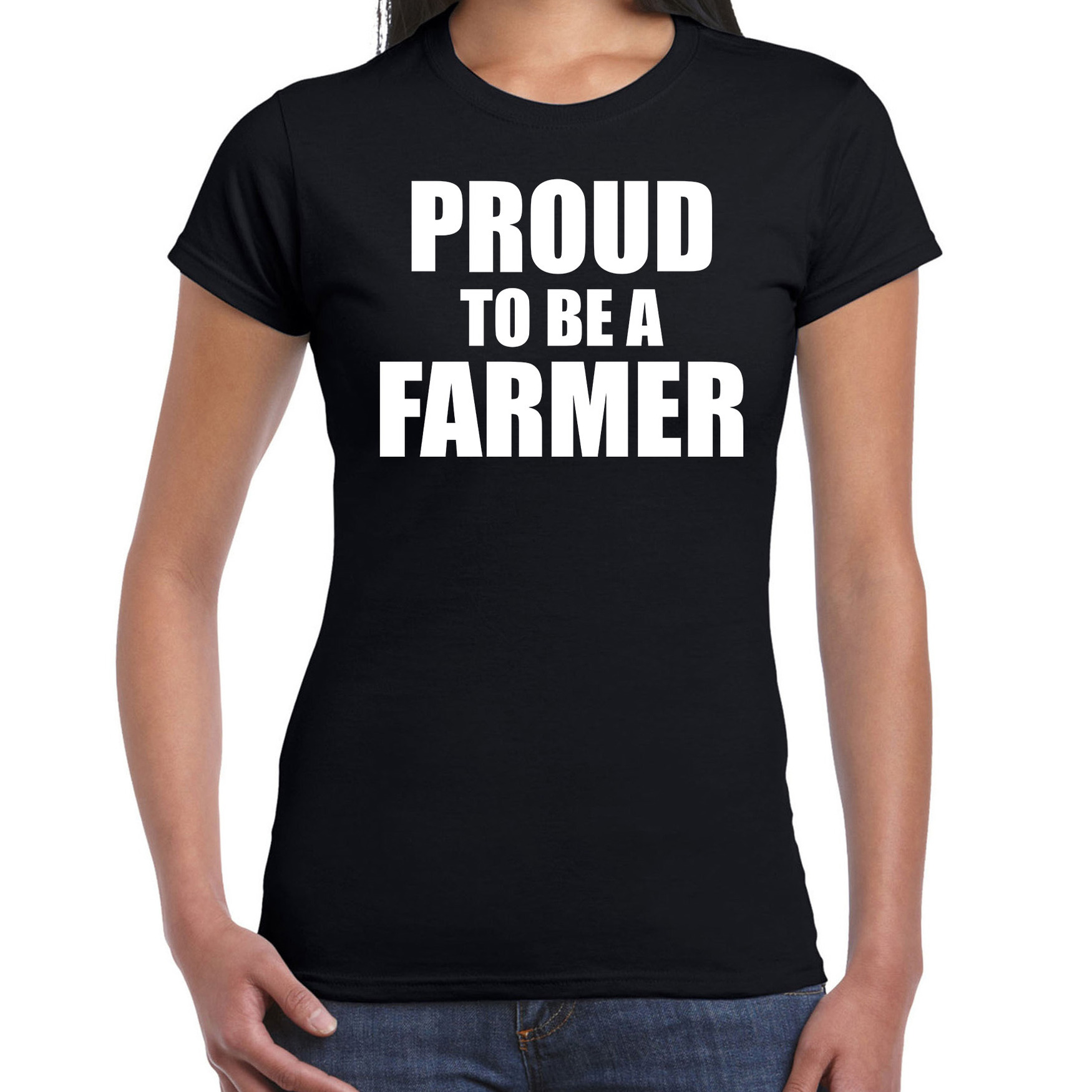 Boerenprotest shirt Proud to be a farmer- Trots om een boer te zijn t-shirt zwart dames