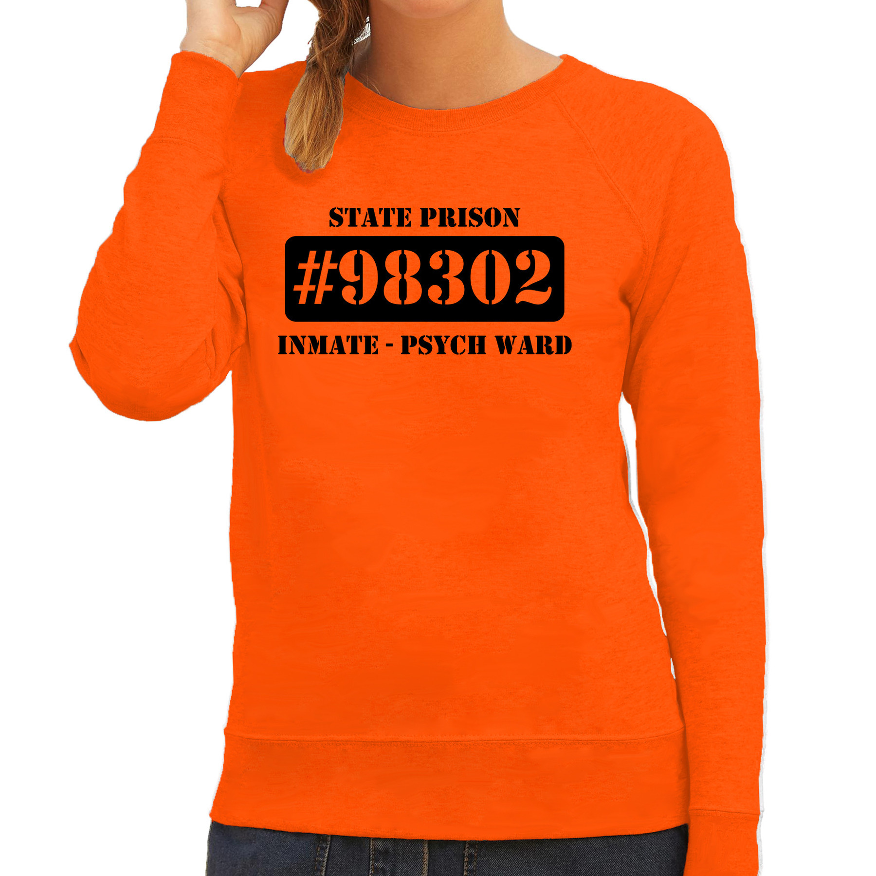 Boeven - gevangenen psych ward verkleed sweater oranje dames