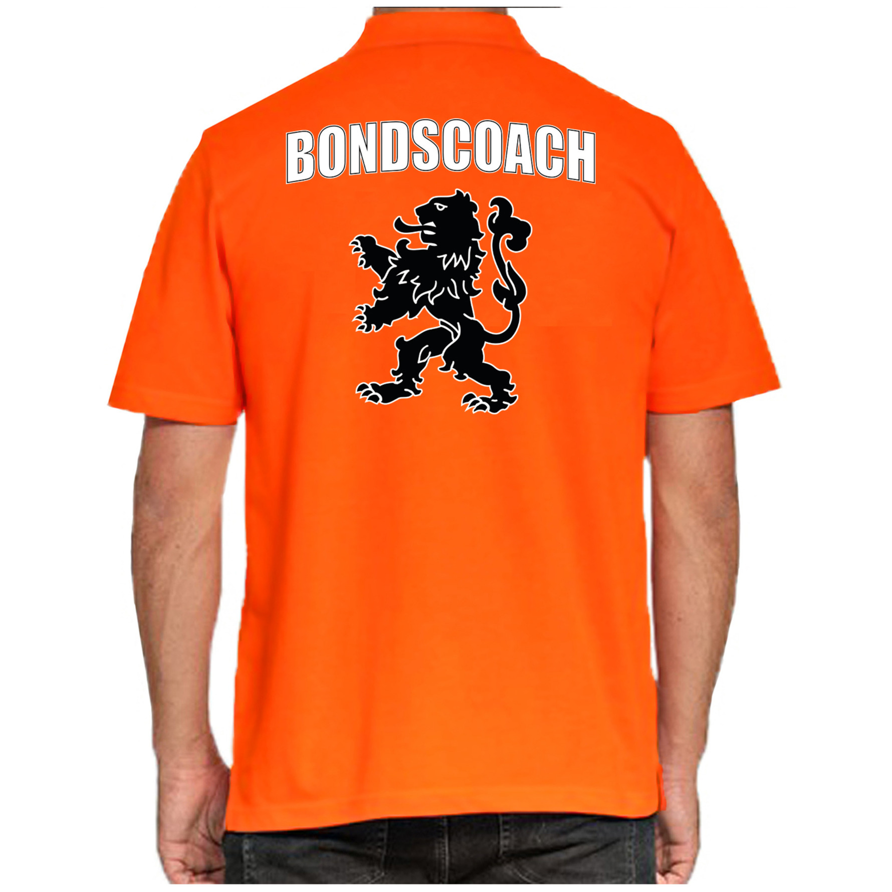 Bondscoach Holland supporter poloshirt oranje met leeuw EK - WK voor heren