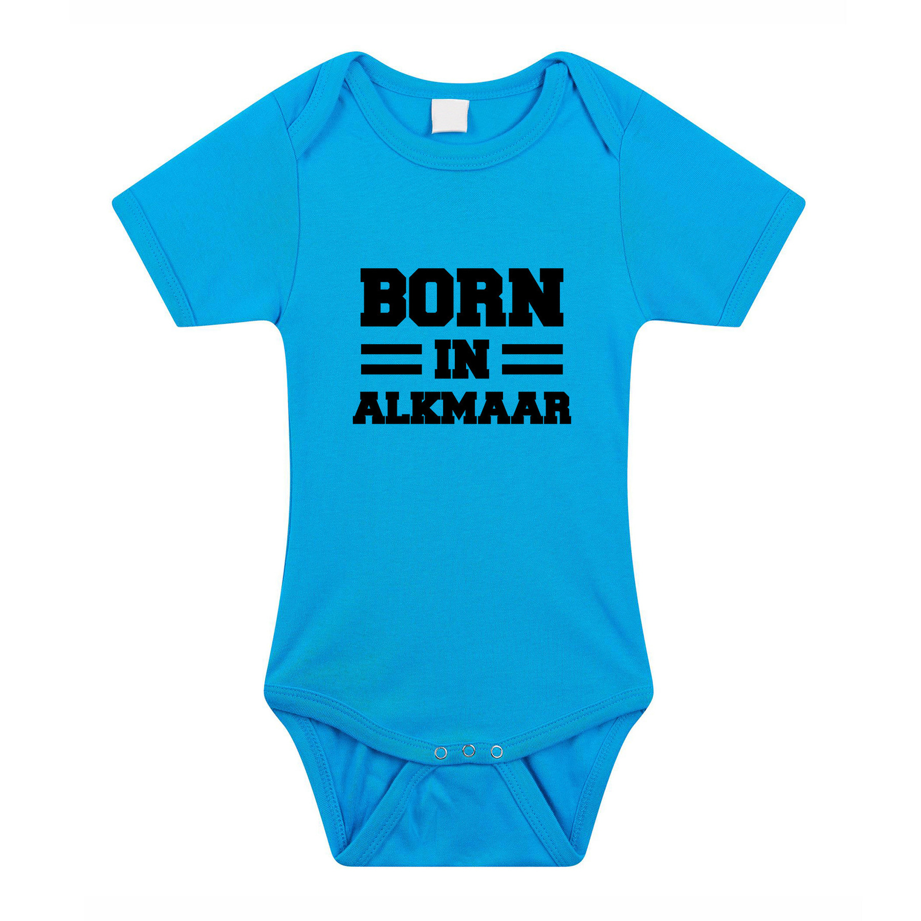 Born in Alkmaar cadeau baby rompertje blauw jongens