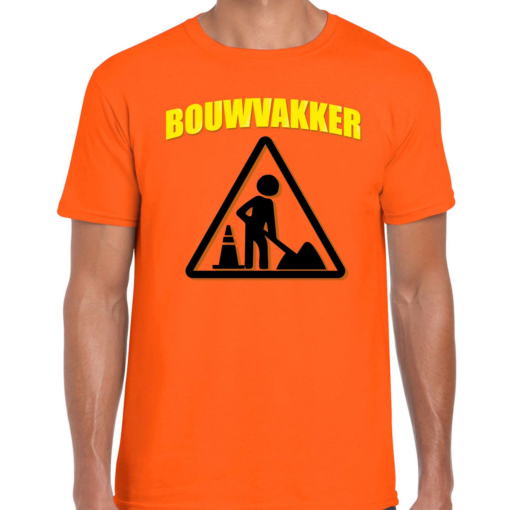 Bouwvakker verkleed t-shirt oranje voor heren