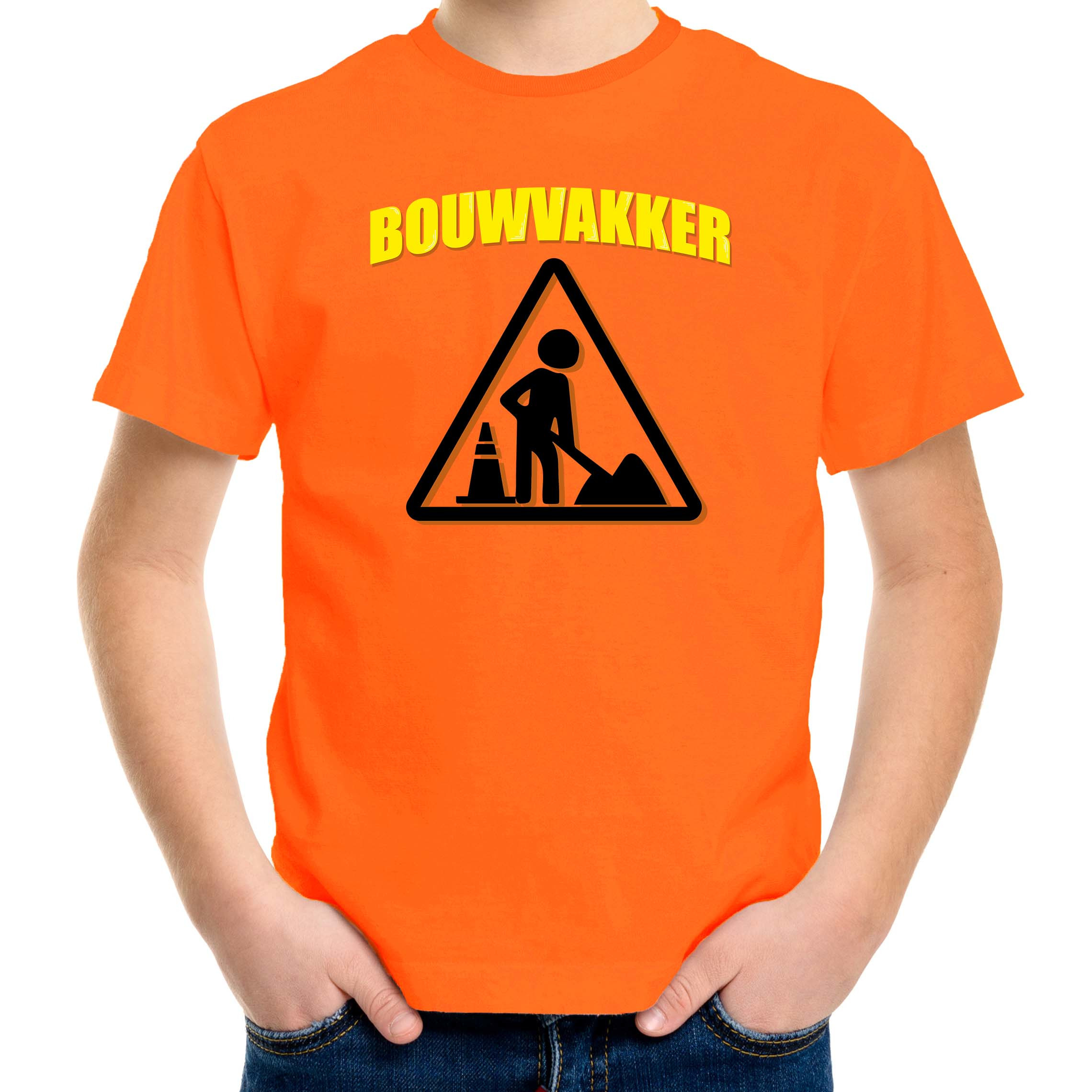 Bouwvakker verkleed t-shirt oranje voor kinderen
