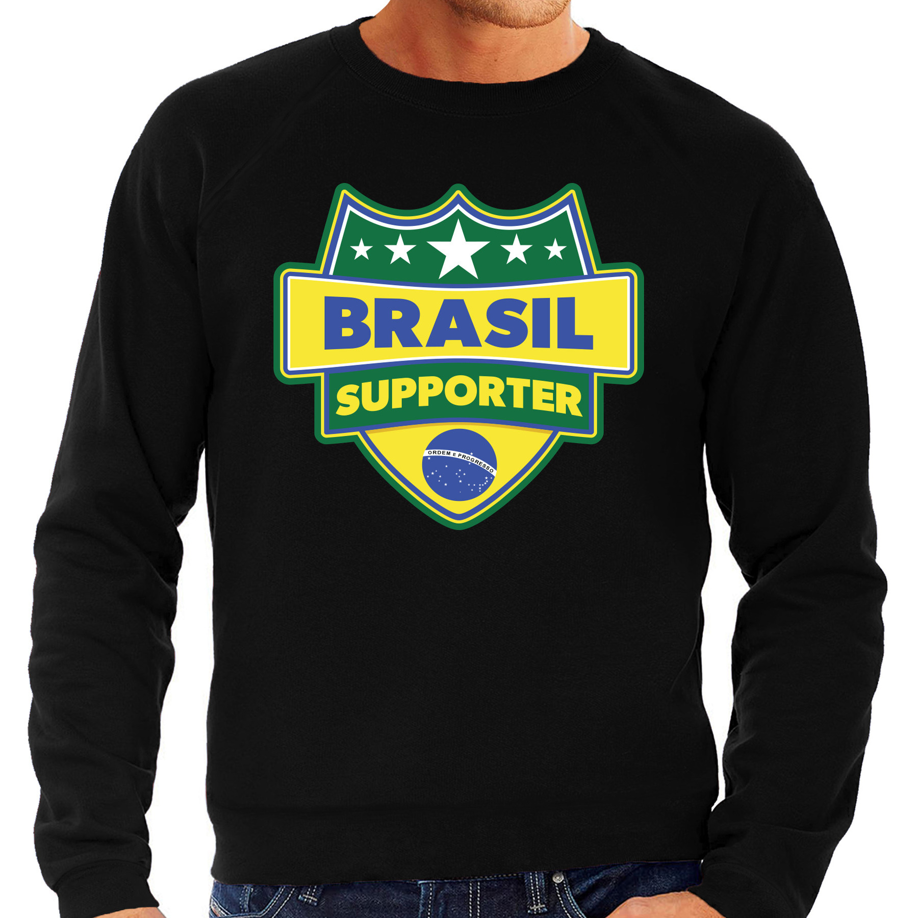 Brazilie - Brasil schild supporter sweater zwart voor heren
