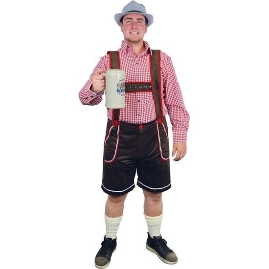 Bruine Tiroler lederhosen verkleed kostuum/broek voor heren