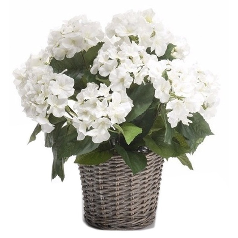Buiten kunstplant witte Hortensia 45 cm