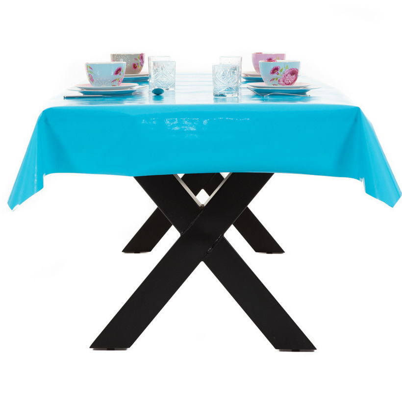 Buiten tafelkleed/tafelzeil turquoise blauw 140 x 200 cm rechthoekig