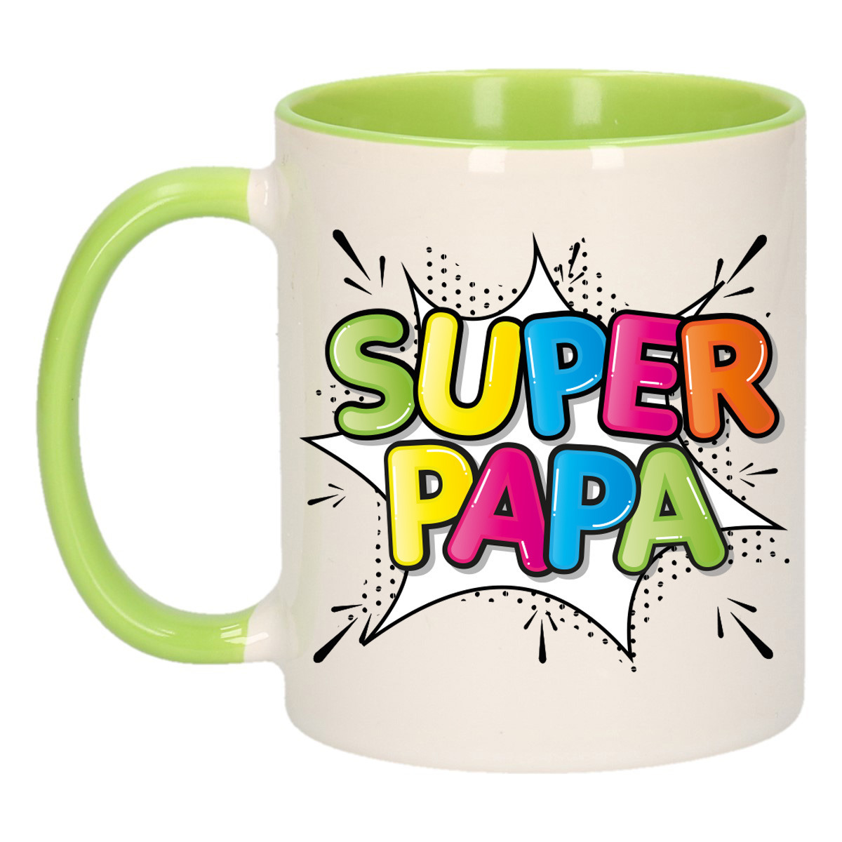 Cadeau koffie-thee mok voor papa groen super papa keramiek 300 ml Vaderdag