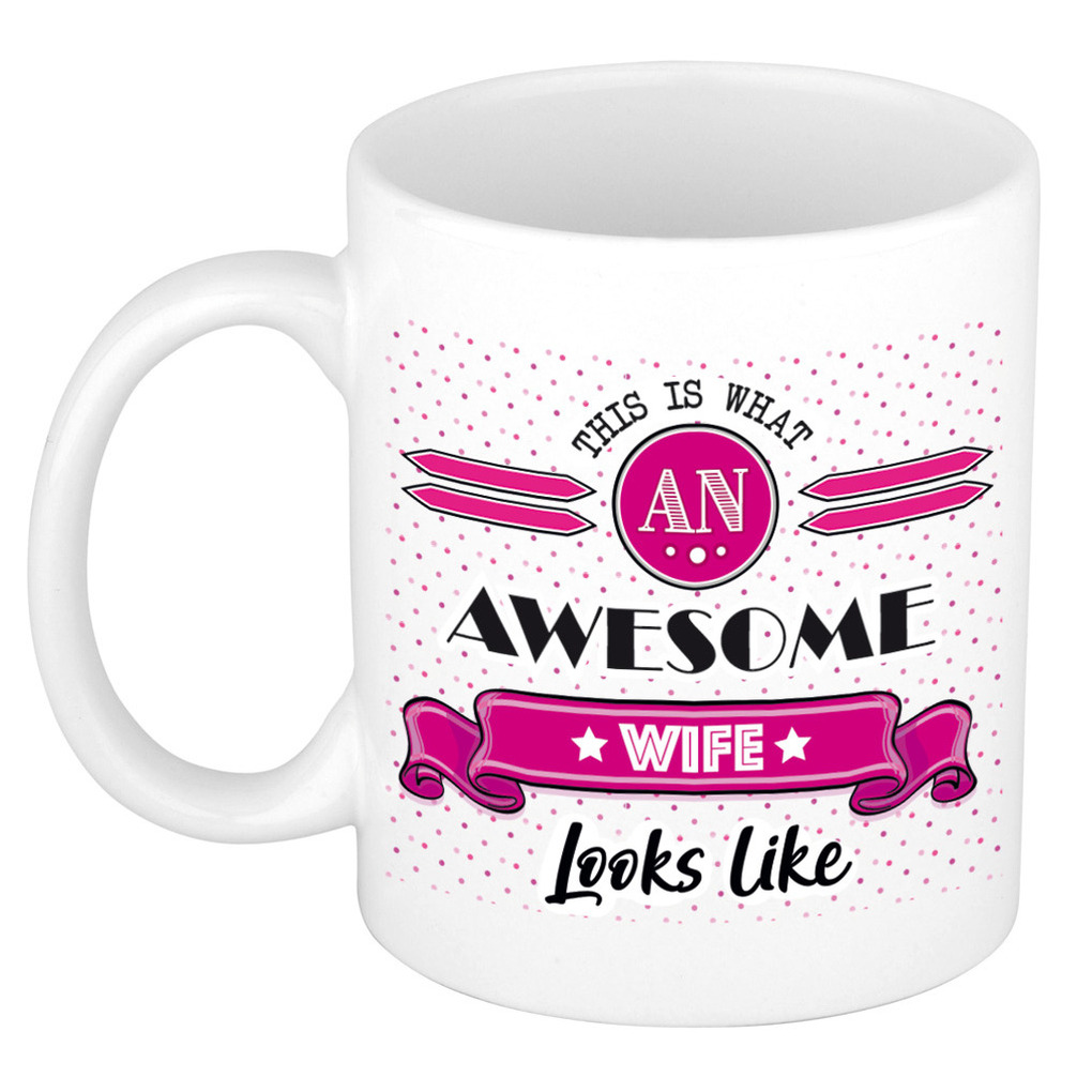 Cadeau koffiemok voor een geweldige vrouw roze keramiek 300 ml