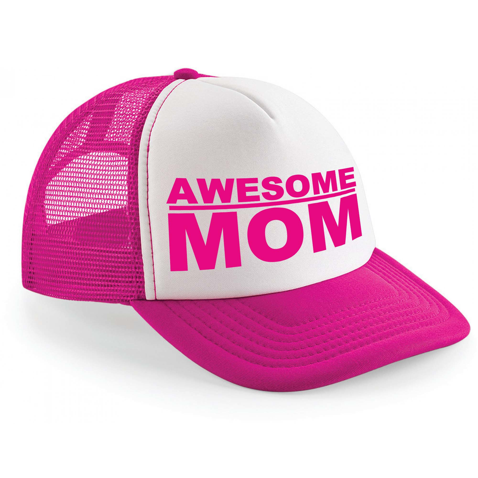 Cadeau snapback-cap awesome mom roze-wit pet dames moederdag mama