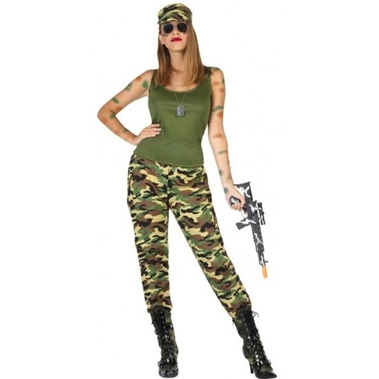 Camouflage soldaat verkleed pak-kostuum voor dames