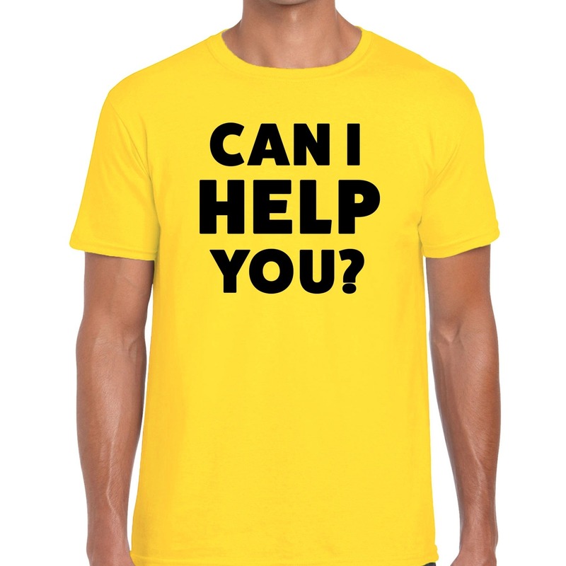 Can i help you beurs-evenementen t-shirt geel heren
