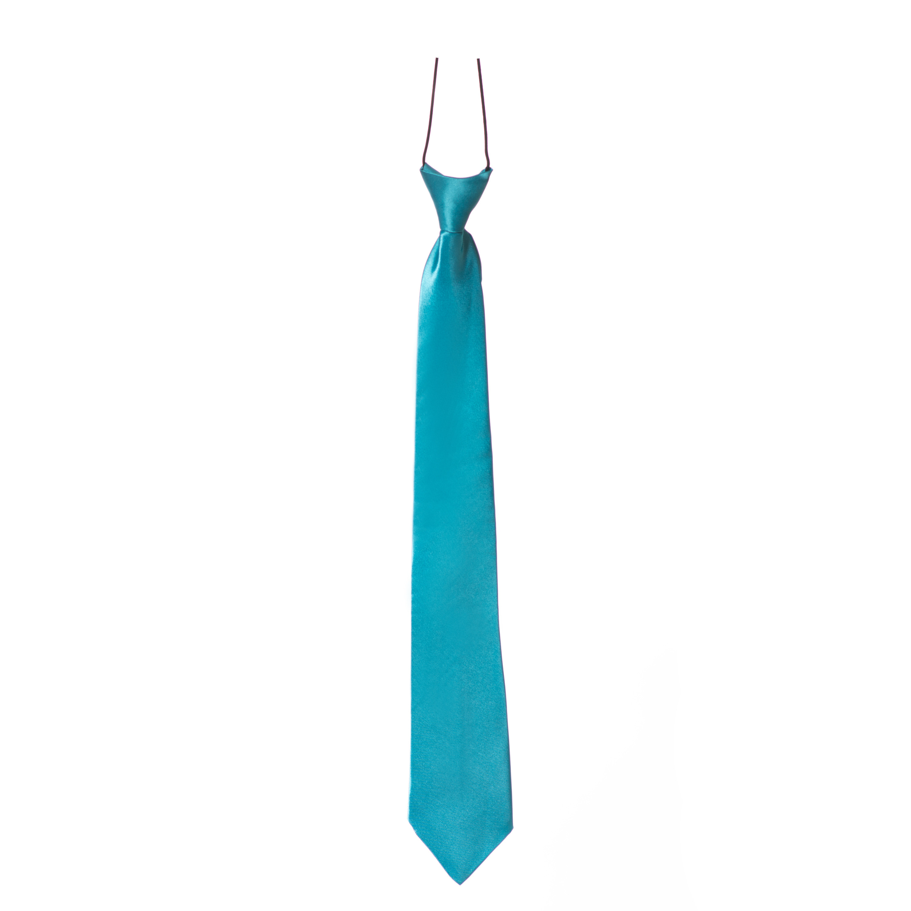 Carnaval verkleed accessoires stropdas zijdeglans turquoise blauw polyester heren-dames