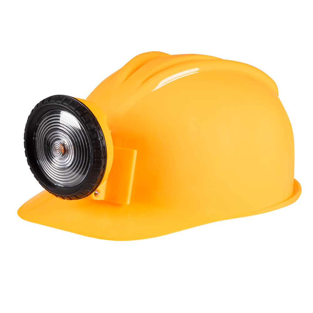 Carnaval-verkleed Bouwhelm met lamp geel polyester voor volwassenen mijnwerker-bouwvakker