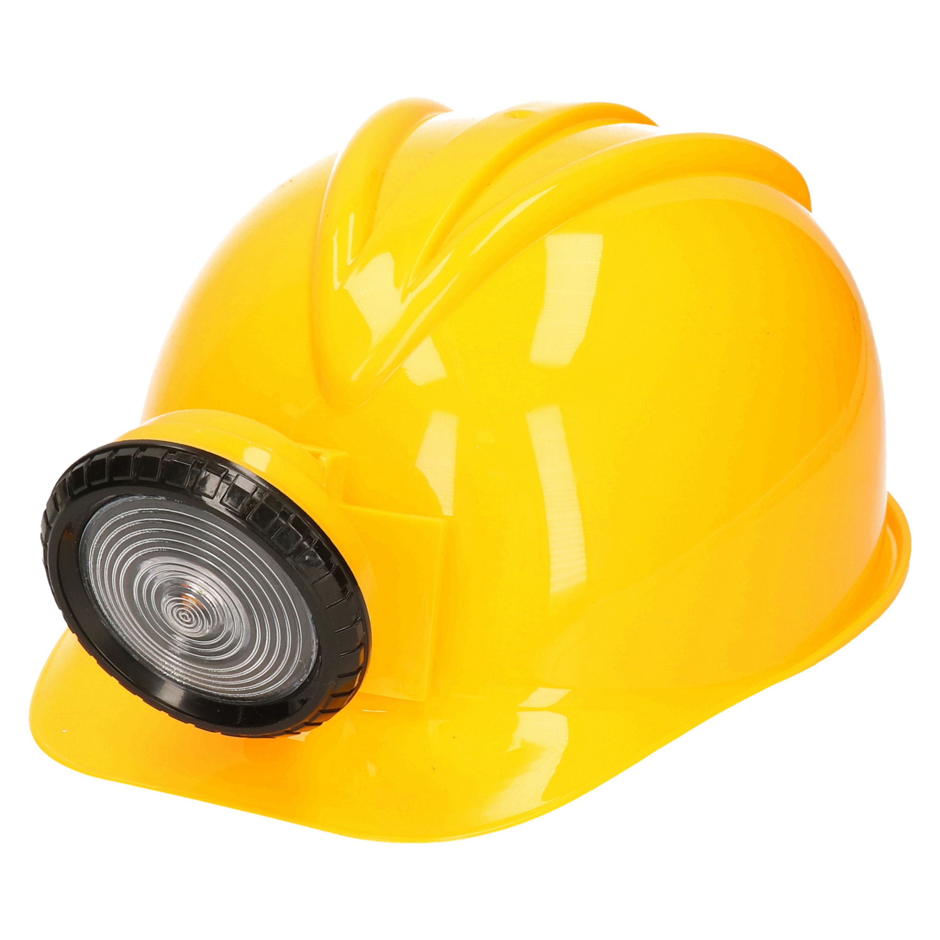 Carnaval-verkleed Bouwhelm met lamp geel polyester voor volwassenen mijnwerker-bouwvakker