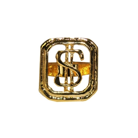 Carnaval/verkleed spullen - Gouden dollar ring verstelbaar