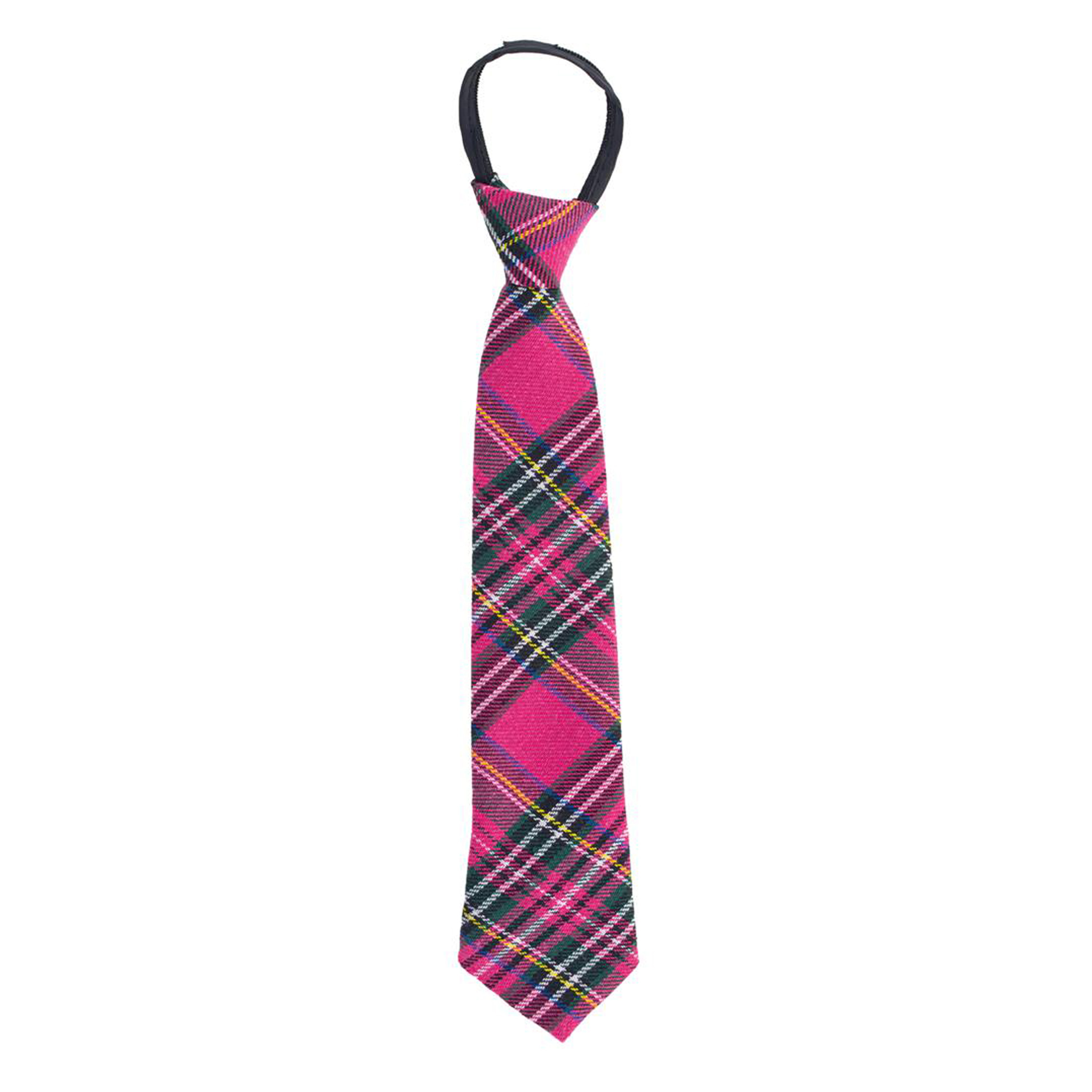 Carnaval verkleed stropdas met Schotse tartan ruit patroon roze polyester heren-dames