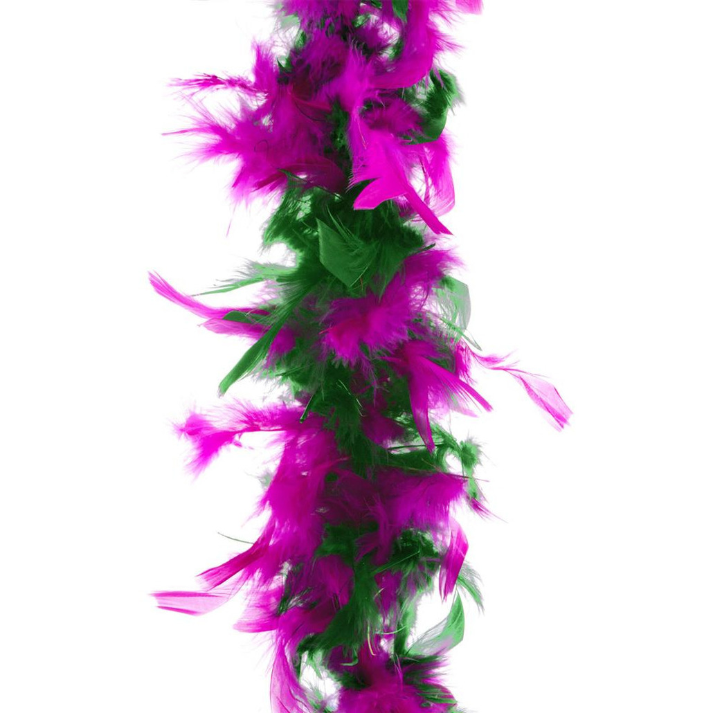 Carnaval verkleed veren Boa kleur paars/ groen 2 meter