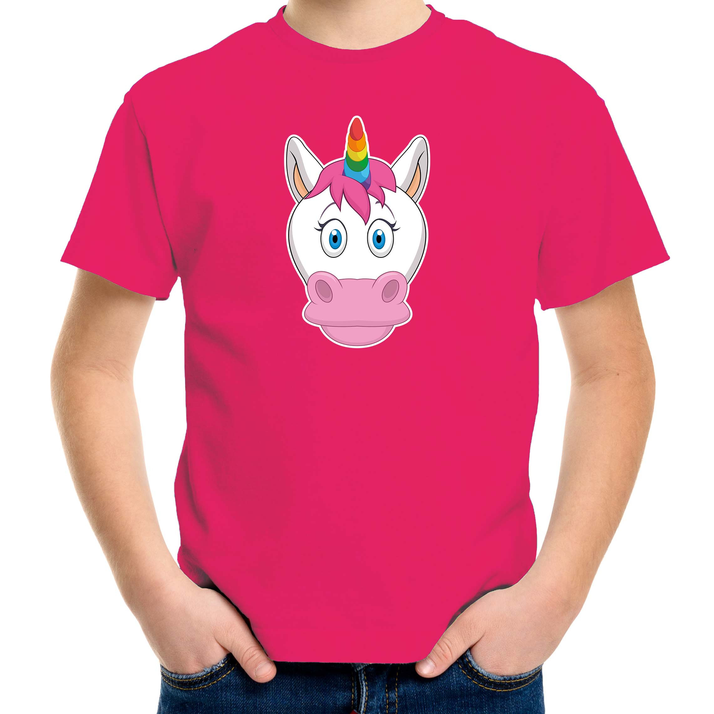 Cartoon eenhoorn t-shirt roze voor jongens en meisjes - Cartoon dieren t-shirts kinderen
