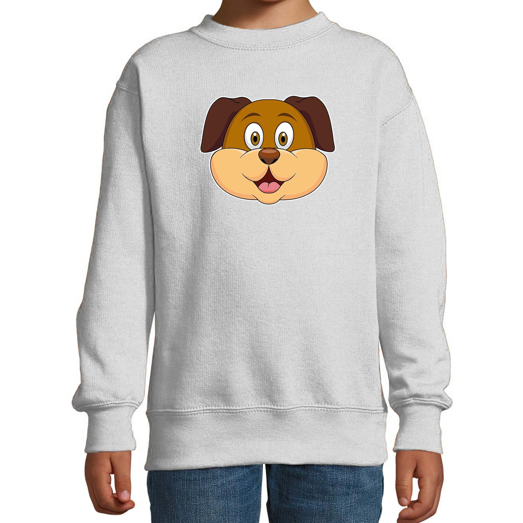 Cartoon hond trui grijs voor jongens en meisjes - Cartoon dieren sweater kinderen