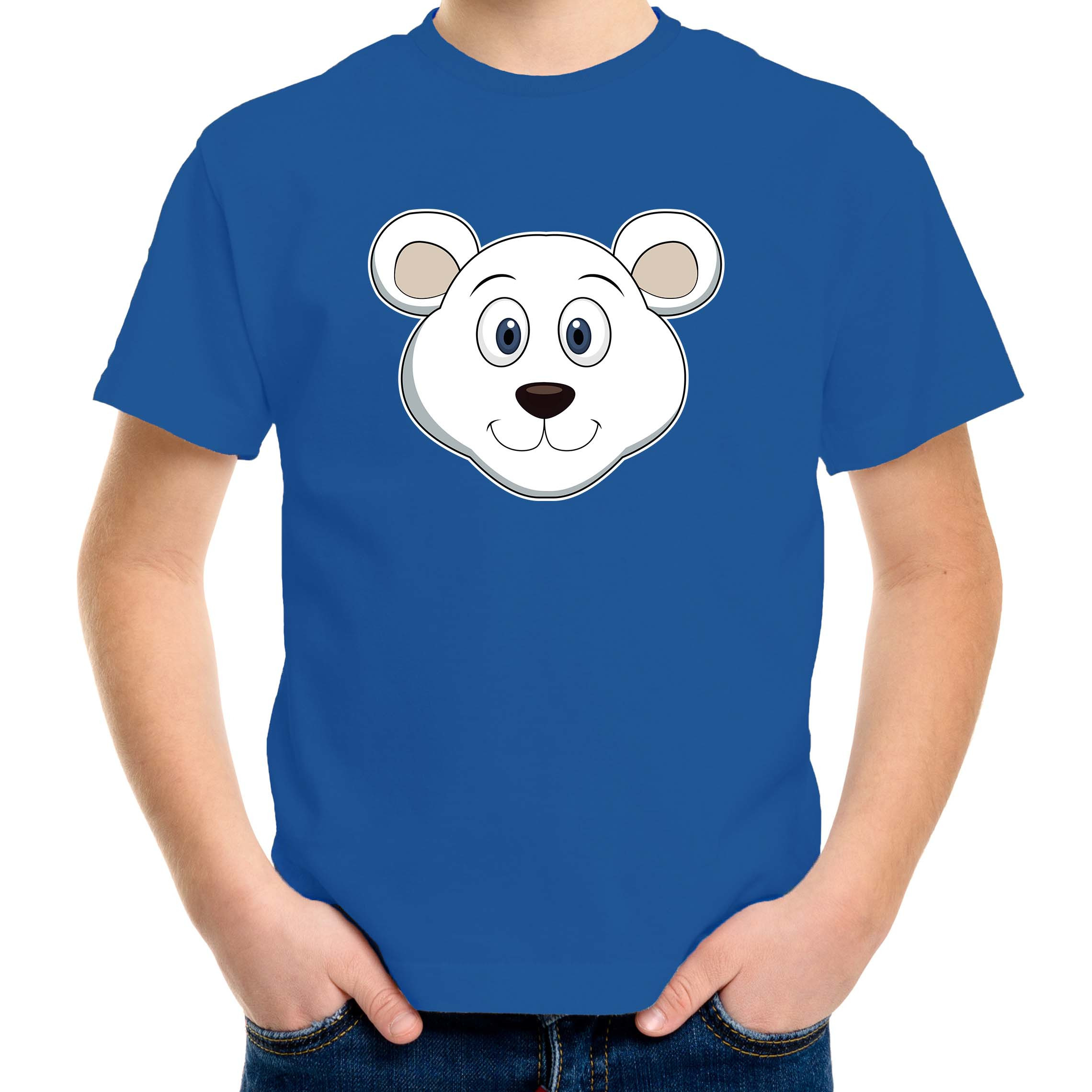 Cartoon ijsbeer t-shirt blauw voor jongens en meisjes - Cartoon dieren t-shirts kinderen