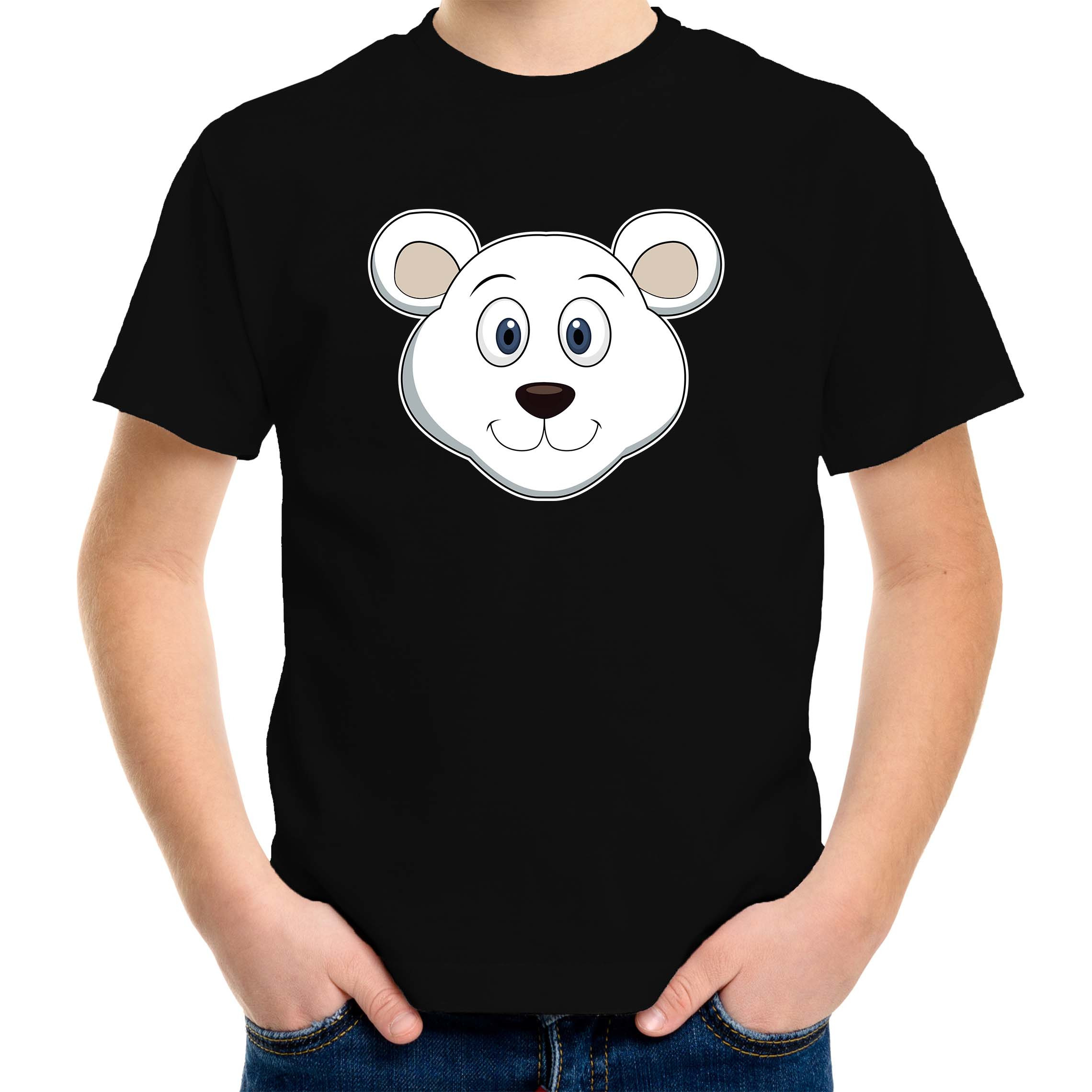 Cartoon ijsbeer t-shirt zwart voor jongens en meisjes - Cartoon dieren t-shirts kinderen
