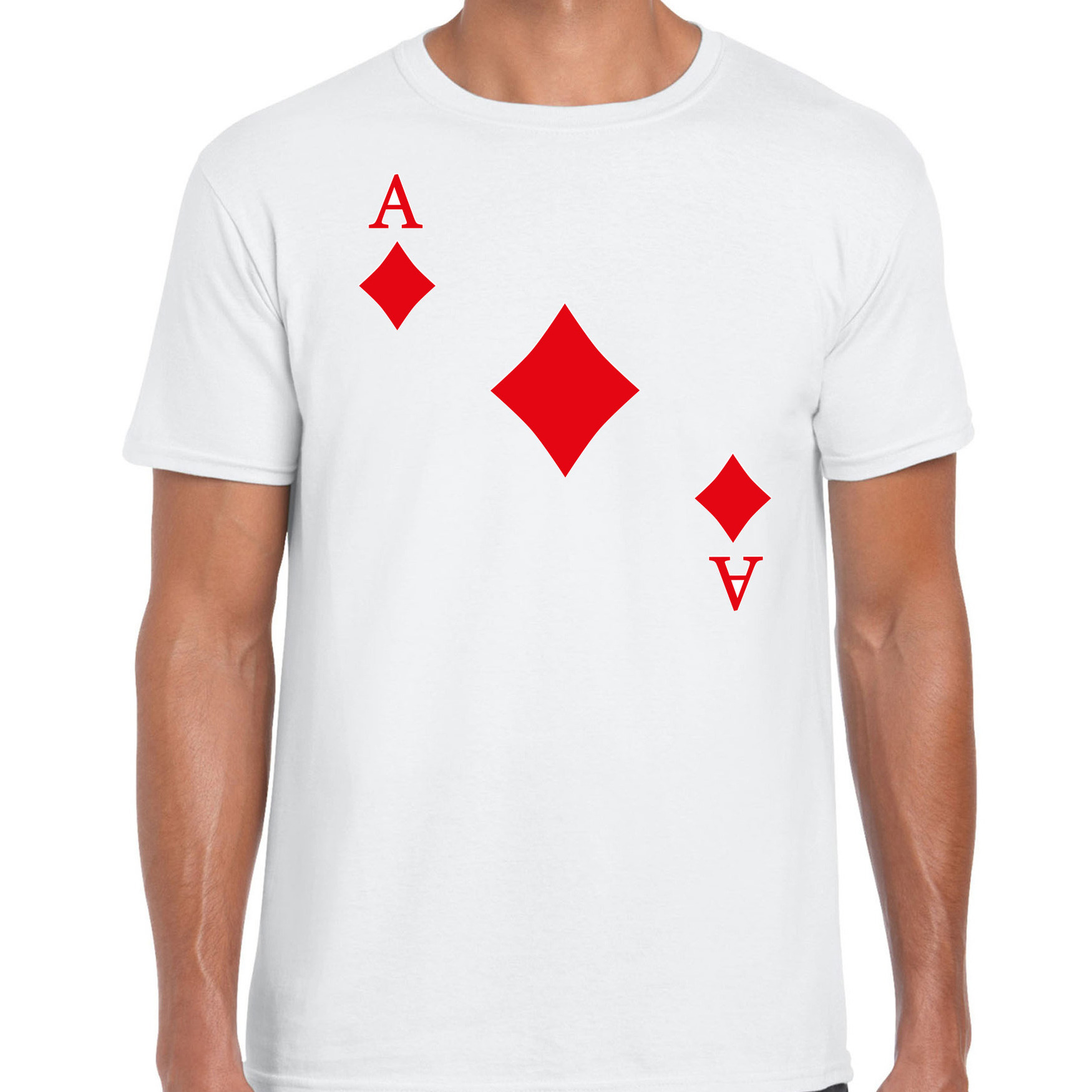 Casino thema verkleed t-shirt heren ruiten aas wit poker t-shirt