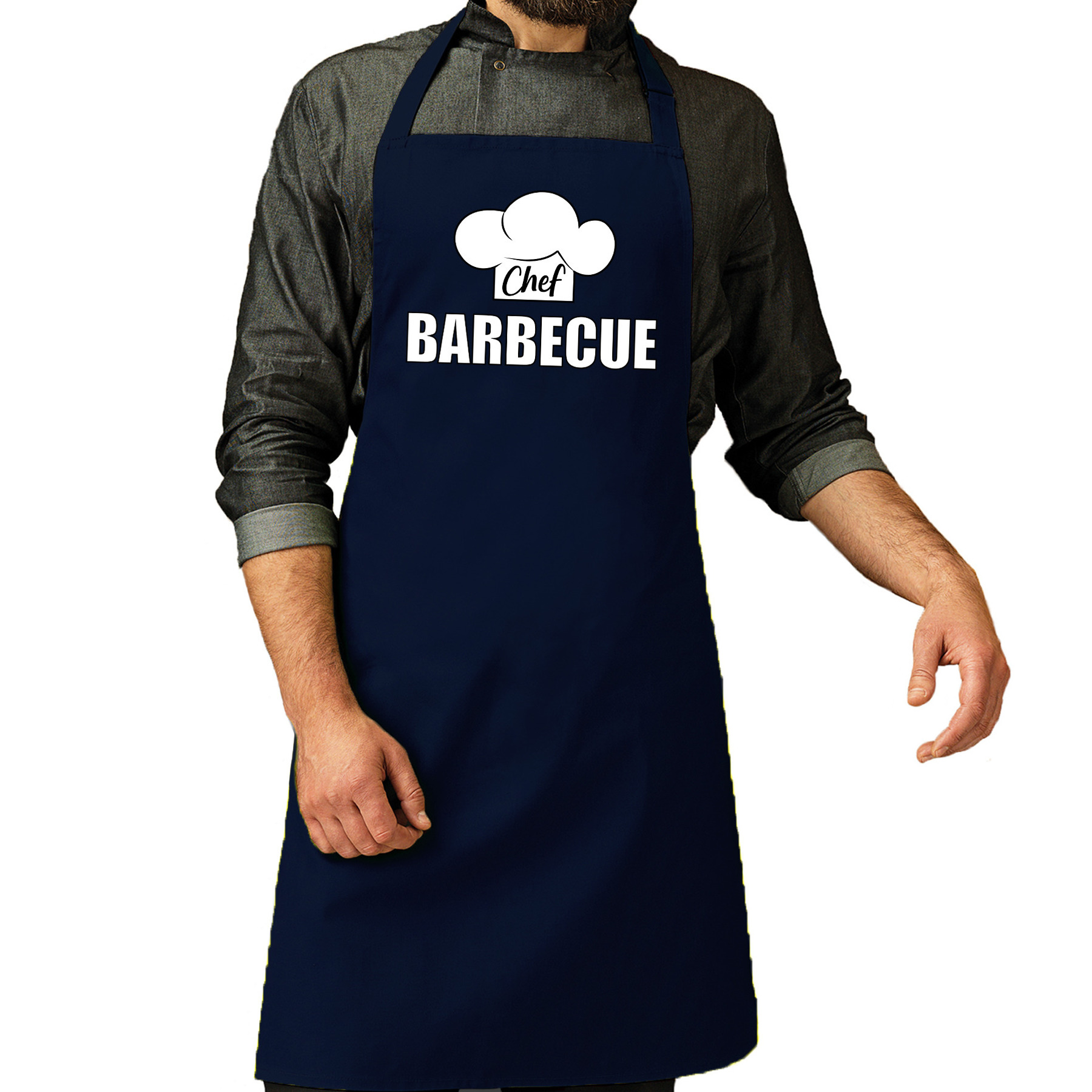 Chef barbecue schort - keukenschort navy heren