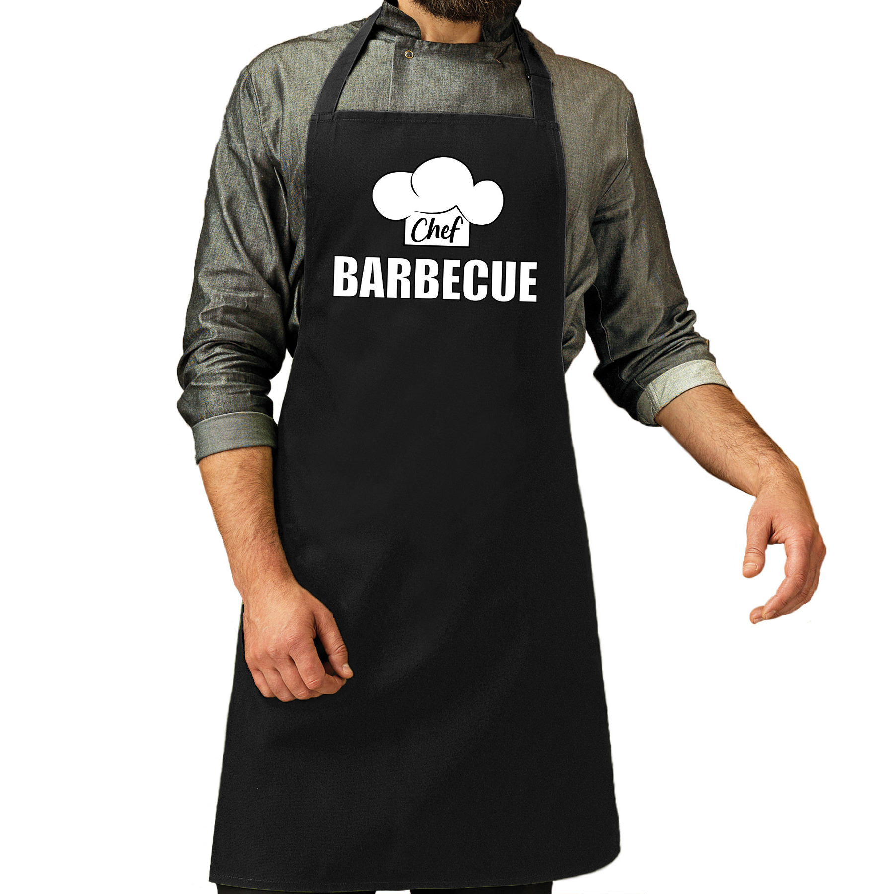 Chef barbecue schort - keukenschort zwart heren