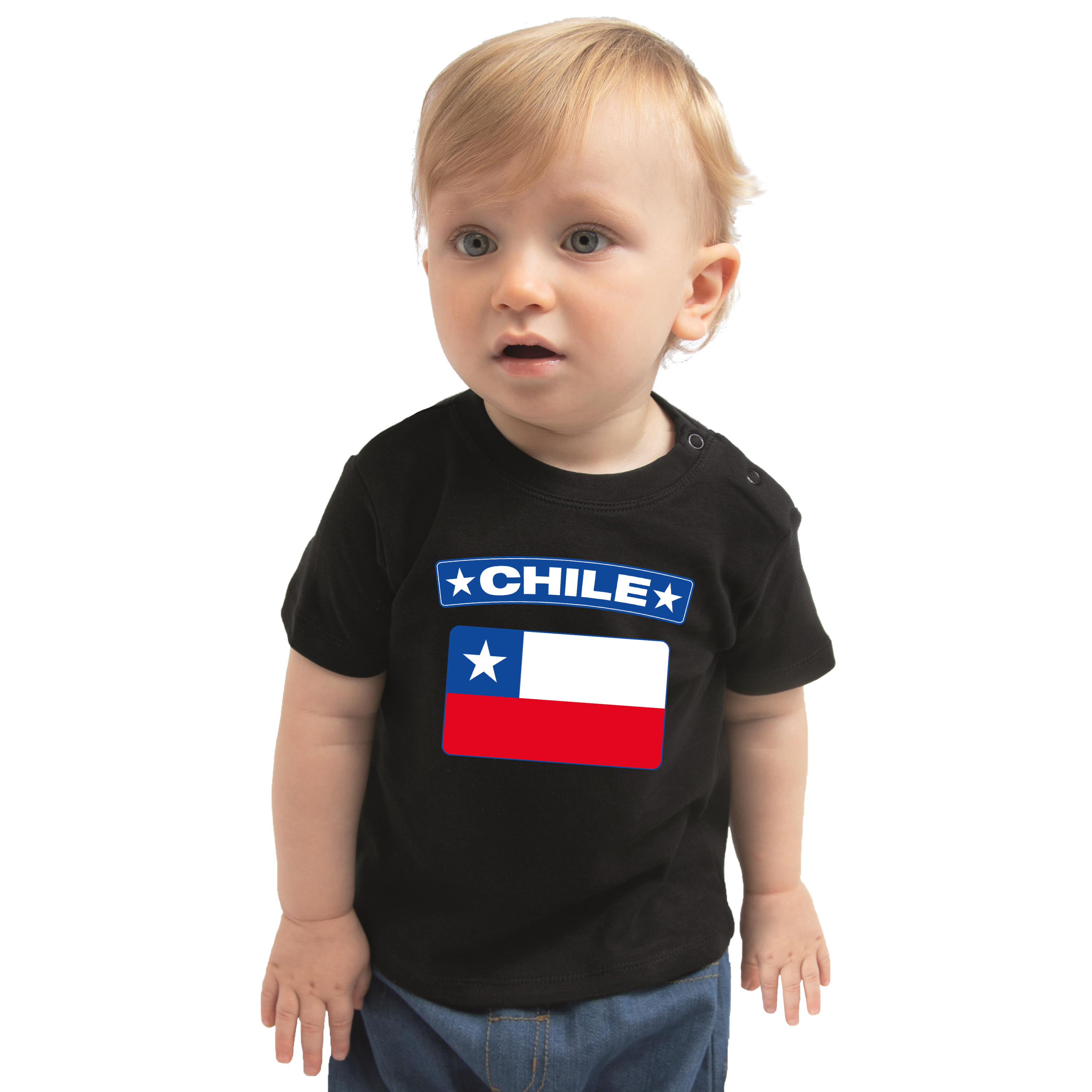 Chile t-shirt met vlag Chili zwart voor babys