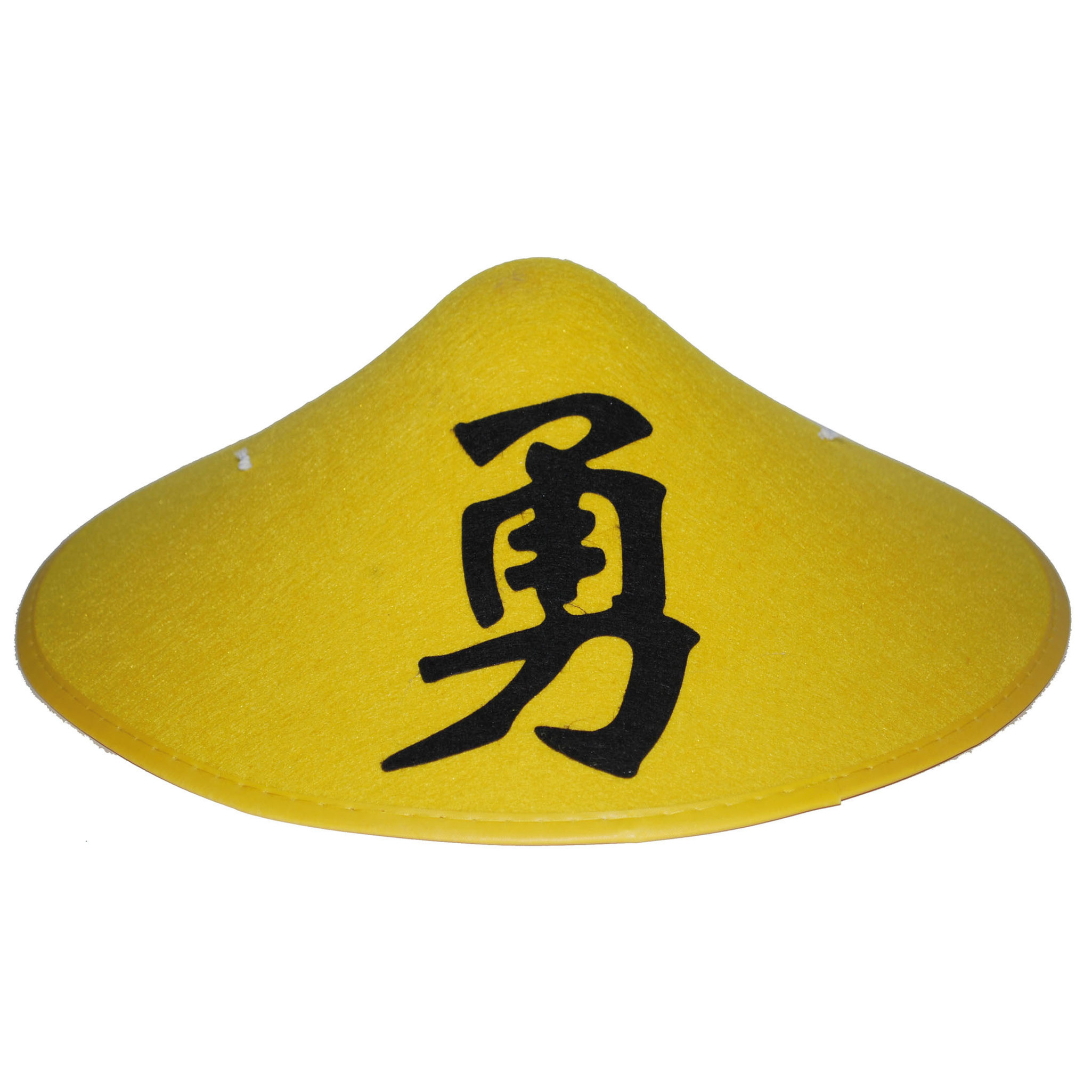 Chinese verkleed hoed geel met teken