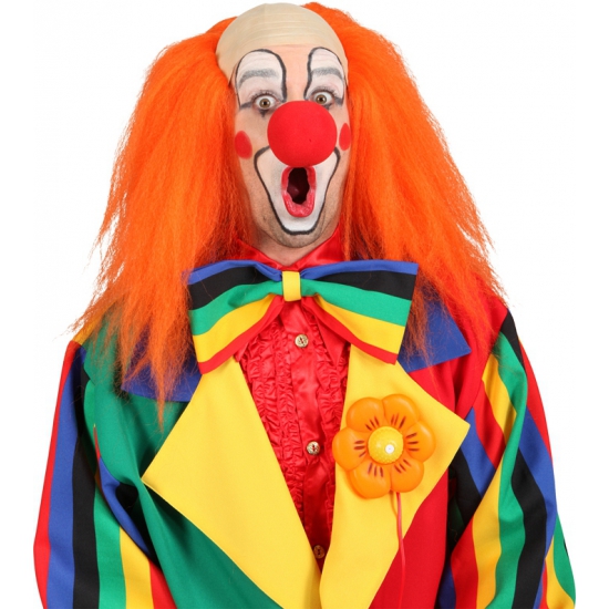 Clown pruik oranje met kaal voorhoofd