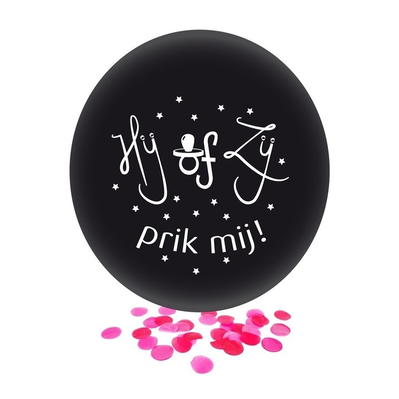 Confetti ballon gender reveal meisje party-feest zwart 60 cm
