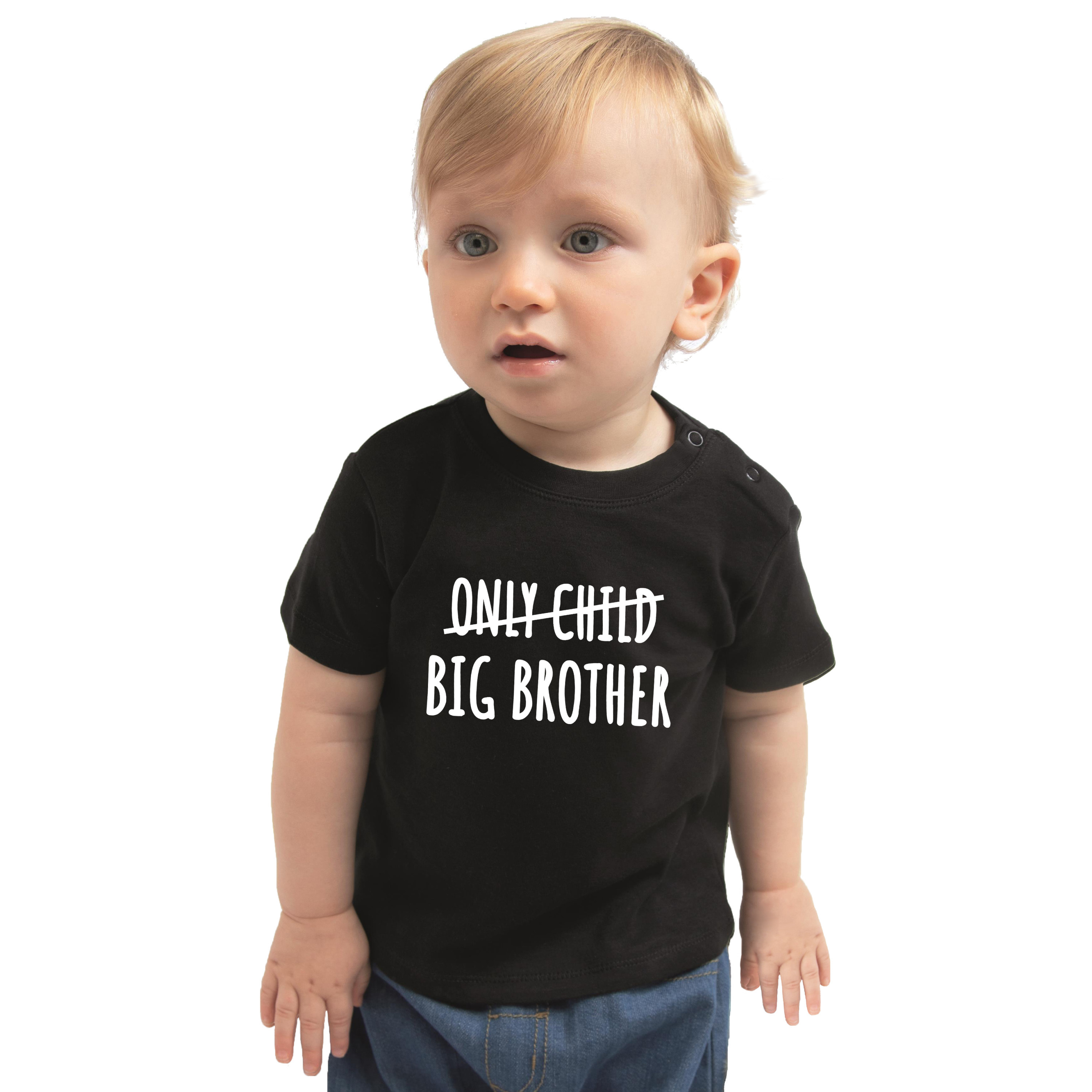 Correctie only child big brother cadeau t-shirt zwart peuter/ jongen - Aankodiging grote broer