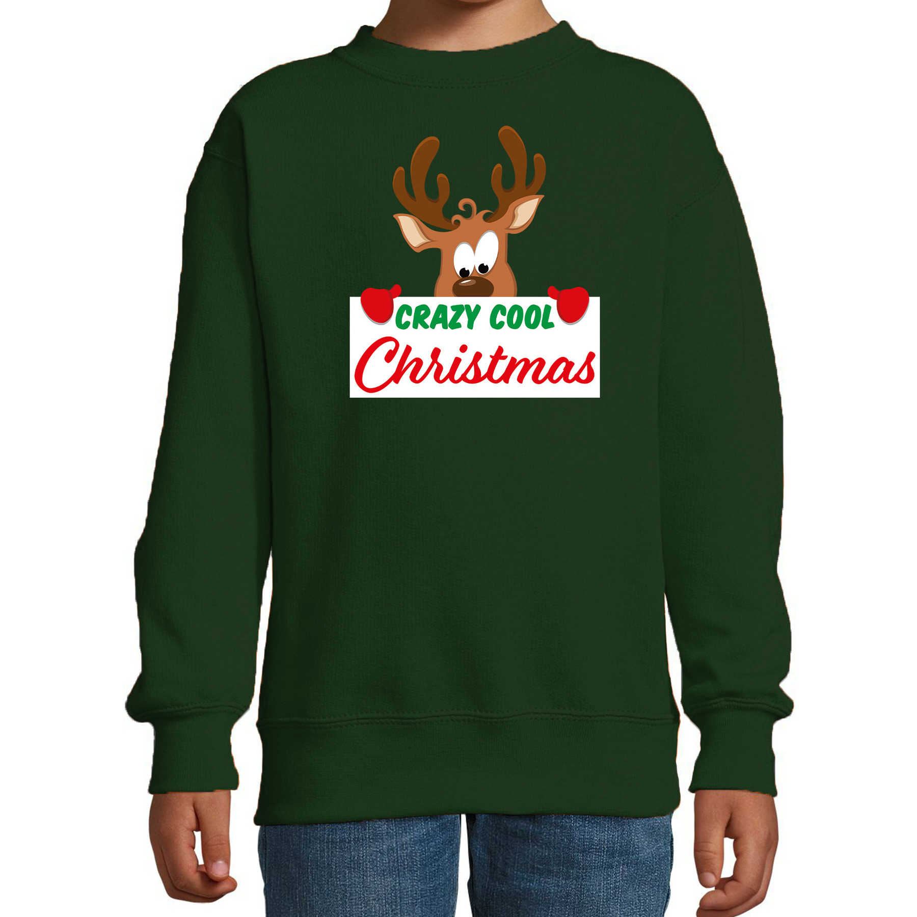 Crazy cool Christmas Kerstsweater - Kersttrui groen voor kinderen
