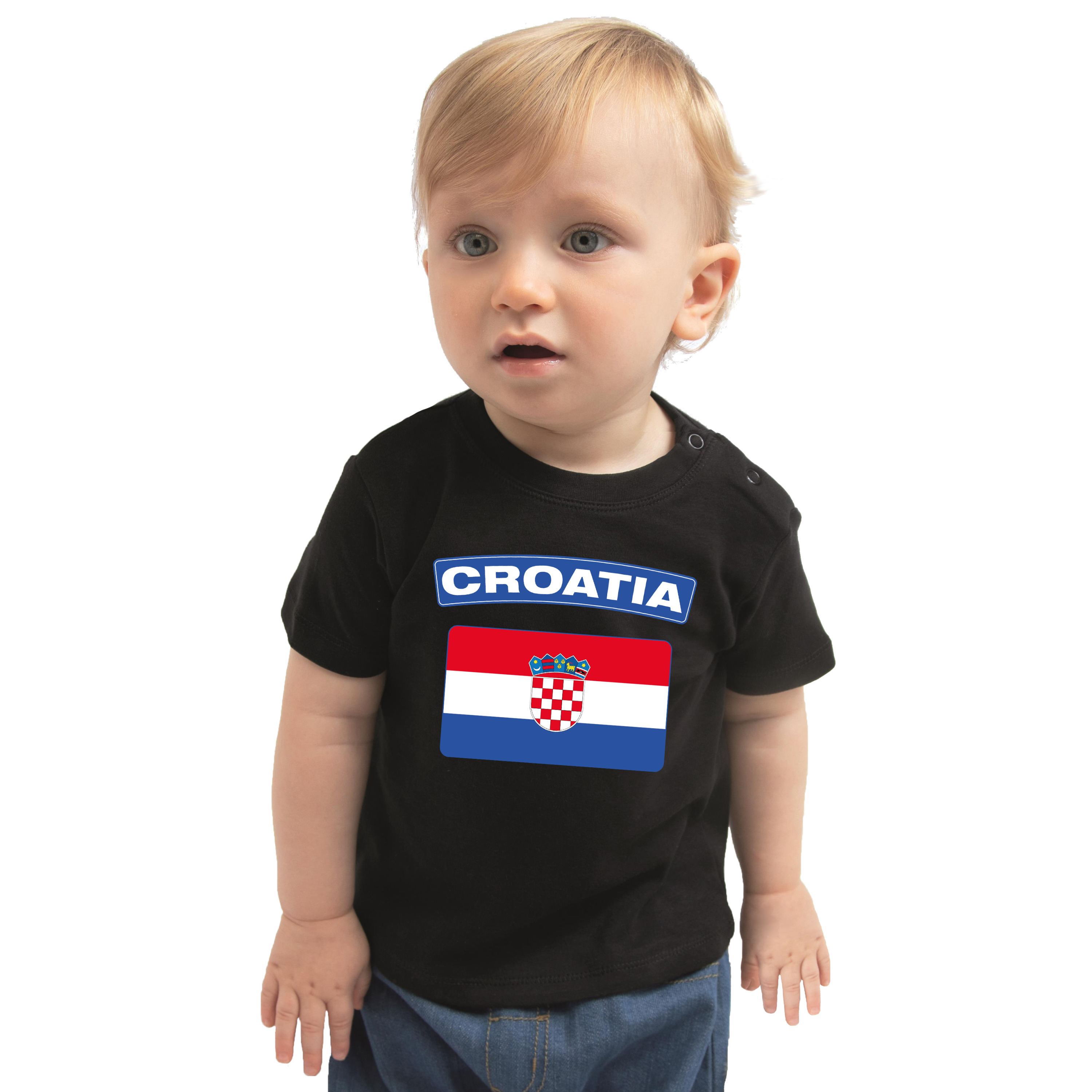 Croatia t-shirt met vlag Kroatie zwart voor babys