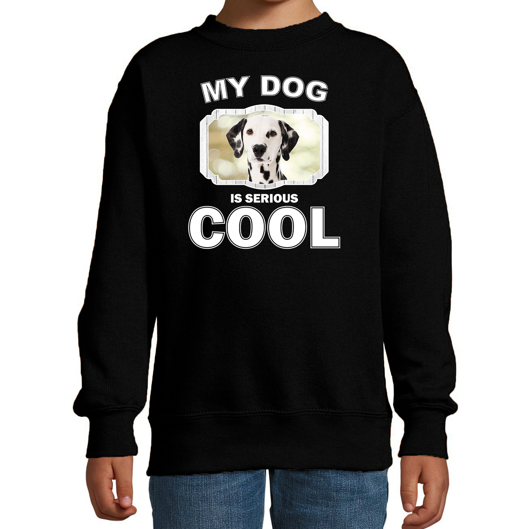Dalmatier honden trui-sweater my dog is serious cool zwart voor kinderen