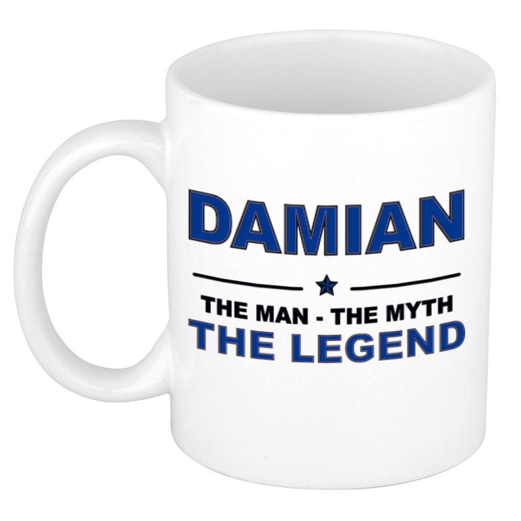 Damian The man, The myth the legend collega kado mokken-bekers 300 ml