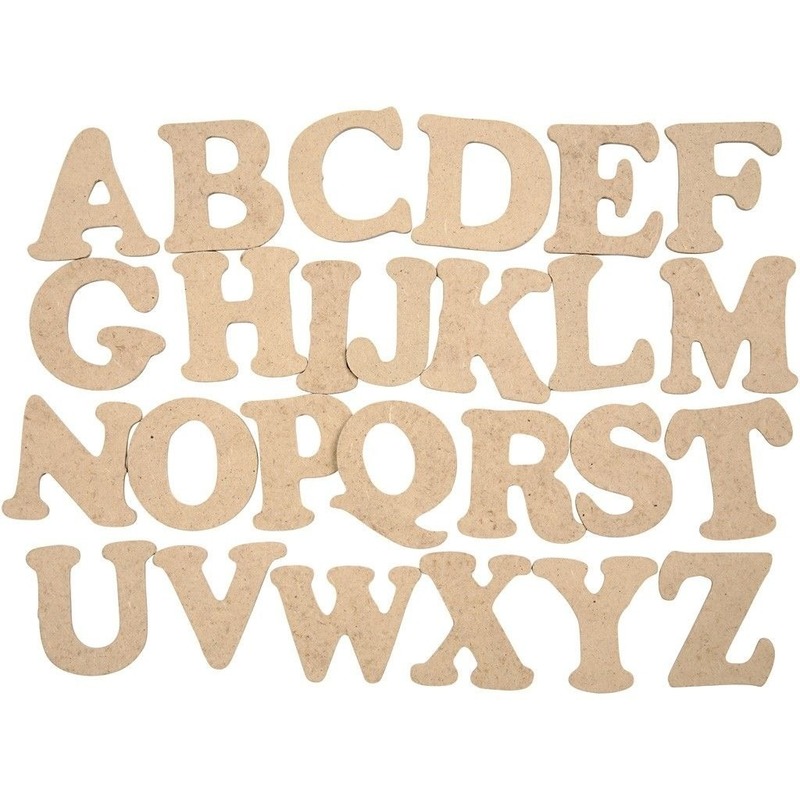 Decoratie houten alfabet letters set 52 stuks